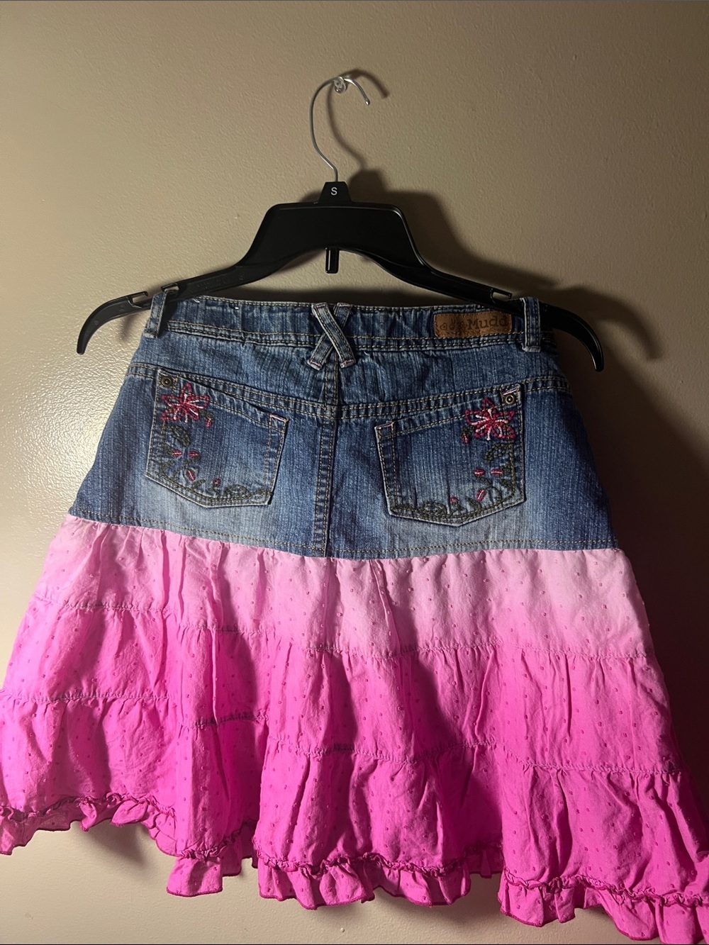 Mudd Denim Waist Pink Ombre Tiered A-Line Skirt - Picture 4 of 4